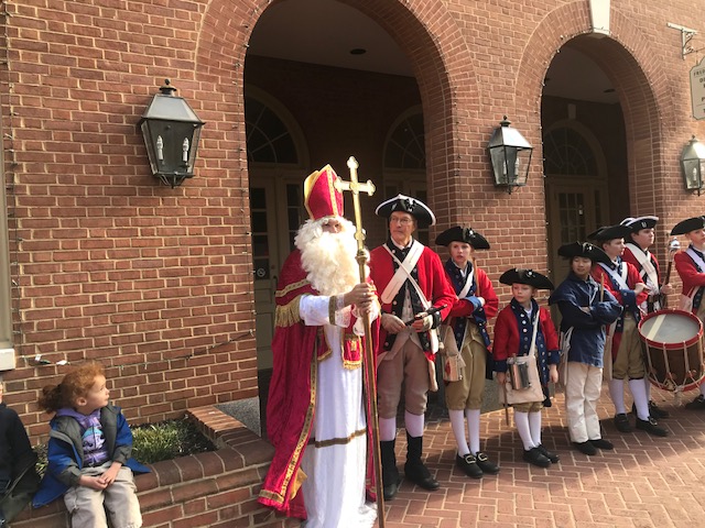 St. Nick on Market St with fife and drum corp